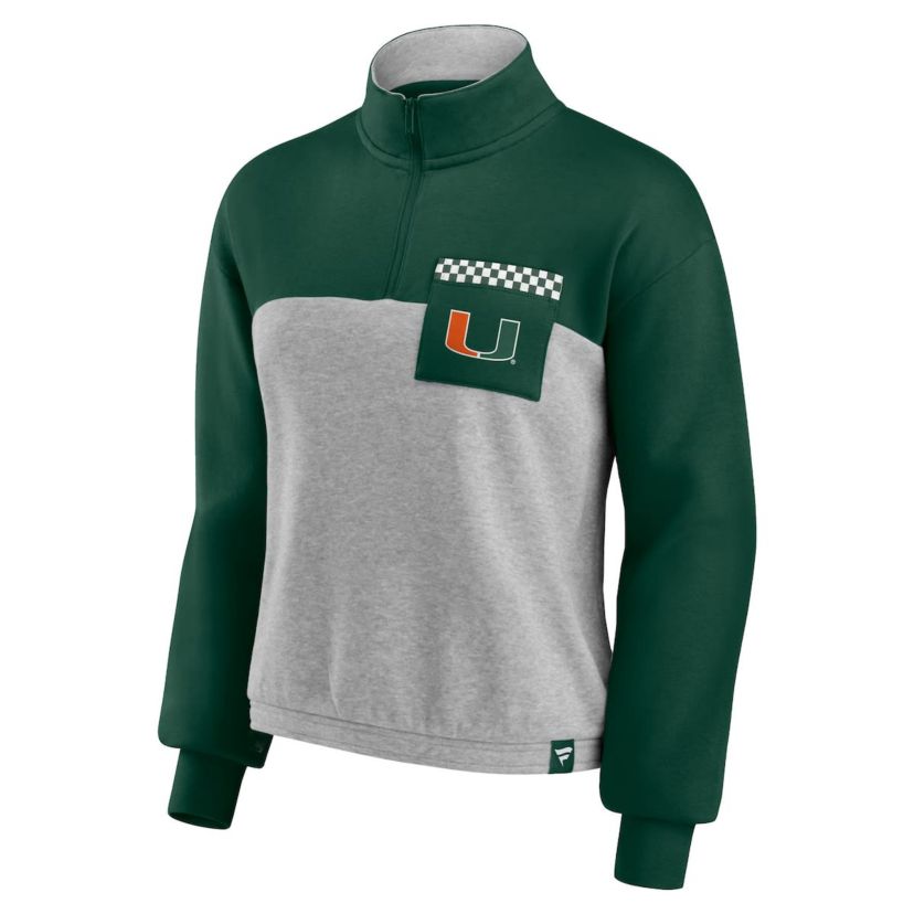 Miami (FL) Hurricanes NCAA Fanatics ed Miami Hurricanes Sideline to Sideline Colorblock Quarter-Zip Jacket