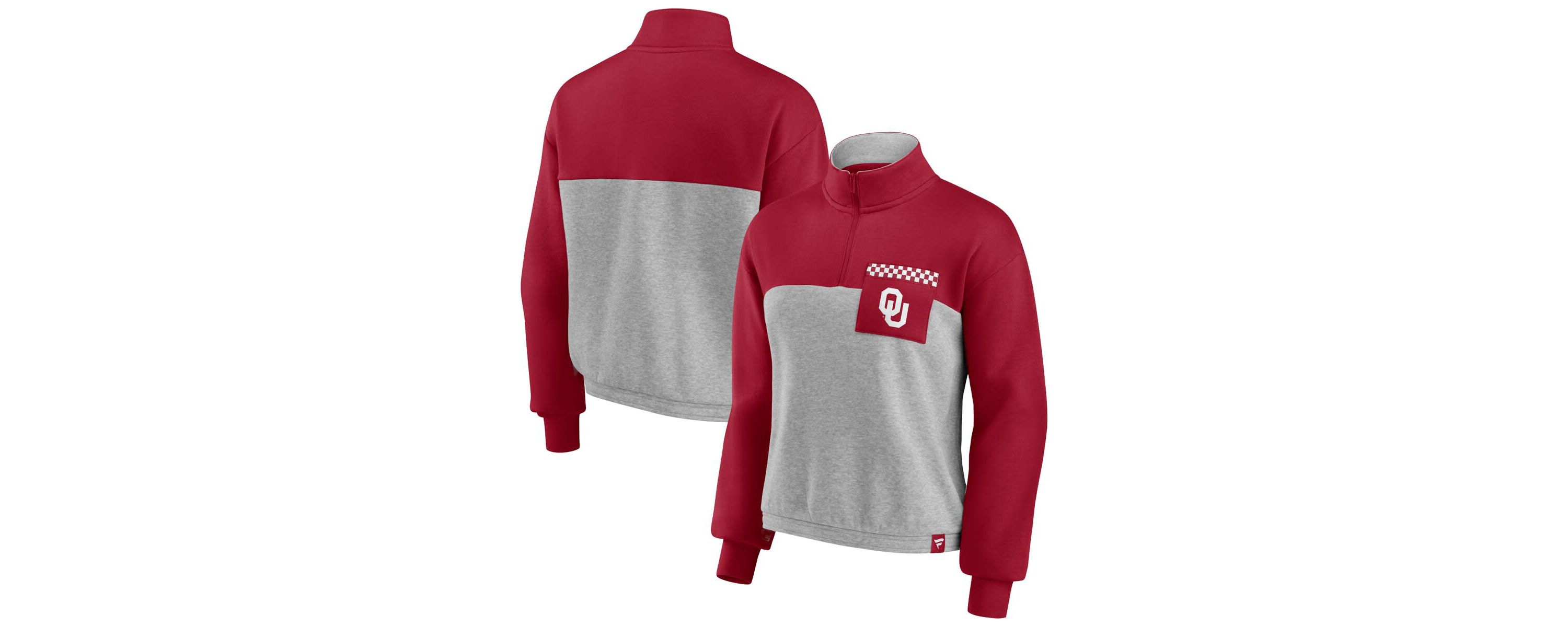 NCAA Fanatics Oklahoma Sooners Sideline to Sideline Colorblock Quarter-Zip Jacket