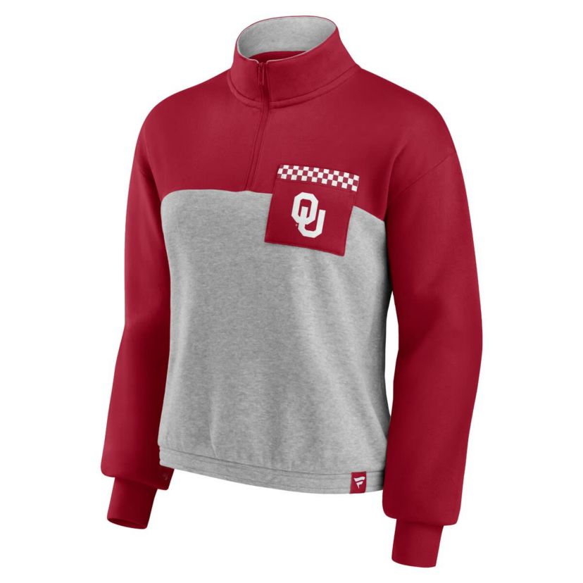 NCAA Fanatics Oklahoma Sooners Sideline to Sideline Colorblock Quarter-Zip Jacket