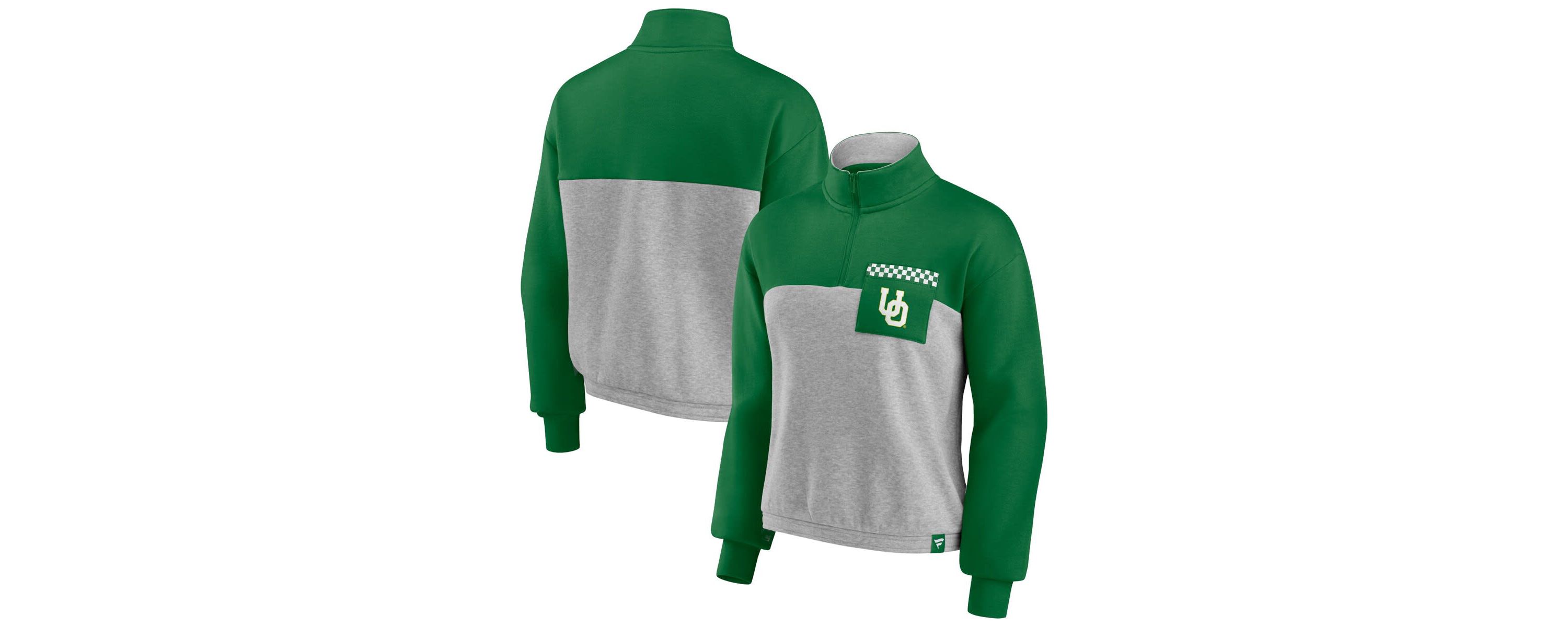 NCAA Fanatics ed Oregon Ducks Sideline to Sideline Colorblock Quarter-Zip Jacket