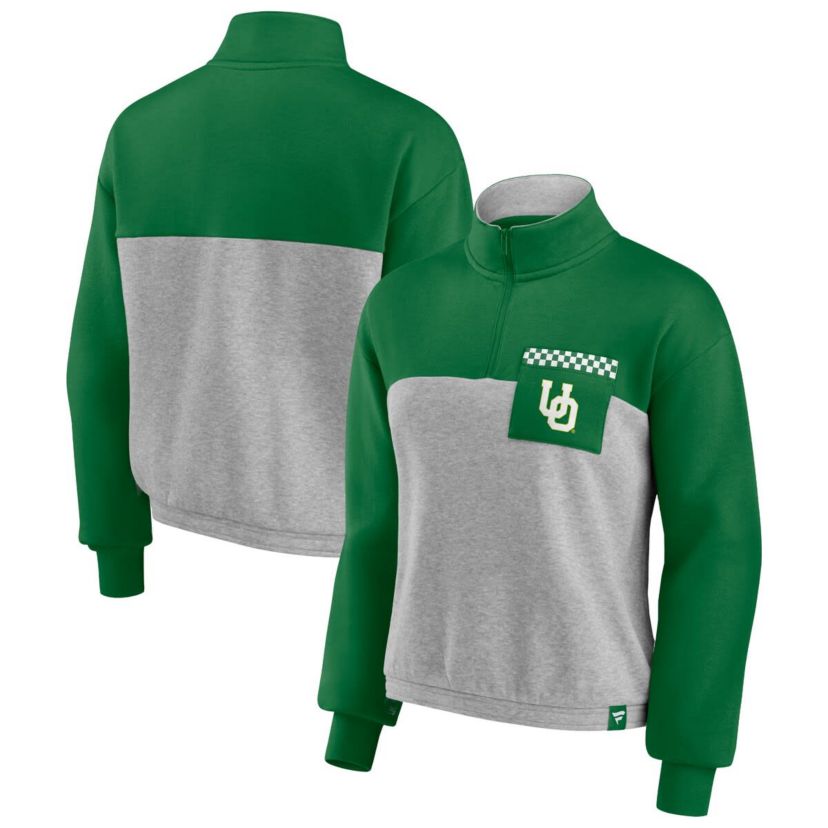 NCAA Fanatics ed Oregon Ducks Sideline to Sideline Colorblock Quarter-Zip Jacket