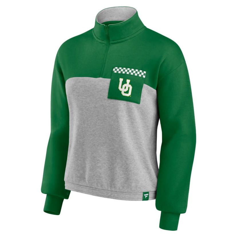 NCAA Fanatics ed Oregon Ducks Sideline to Sideline Colorblock Quarter-Zip Jacket