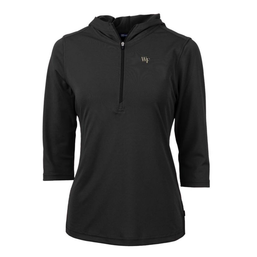 NCAA Wake Forest Demon Deacons Virtue Eco Pique Half-Zip 3/4 Sleeve Pullover Hoodie