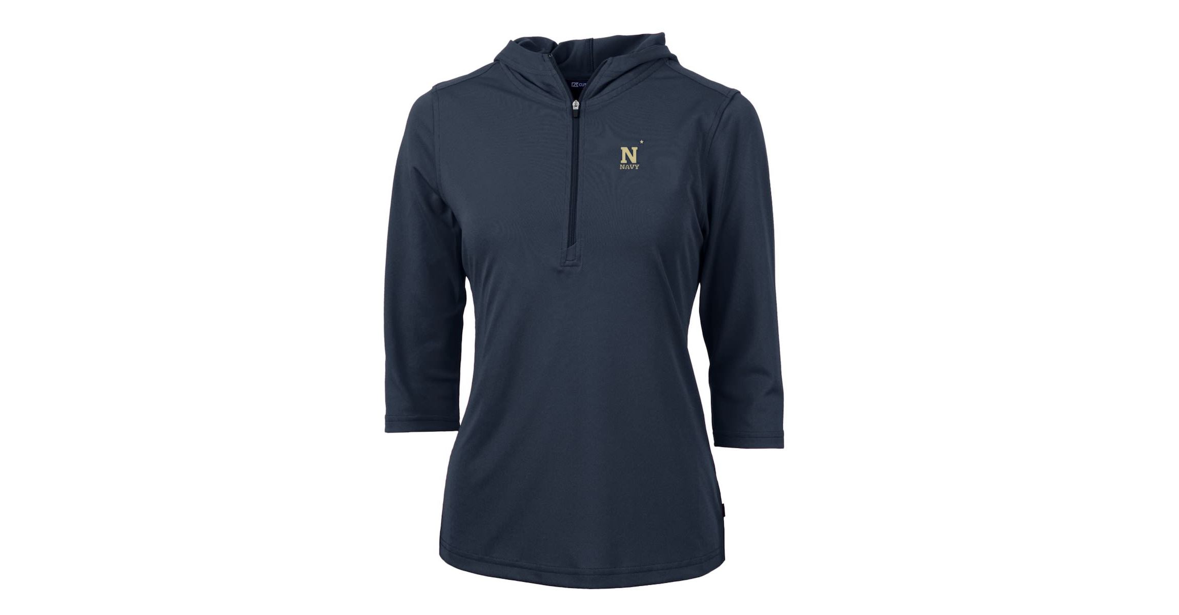 Navy Midshipmen NCAA Midshipmen Virtue Eco Pique Half-Zip 3/4 Sleeve Pullover Hoodie