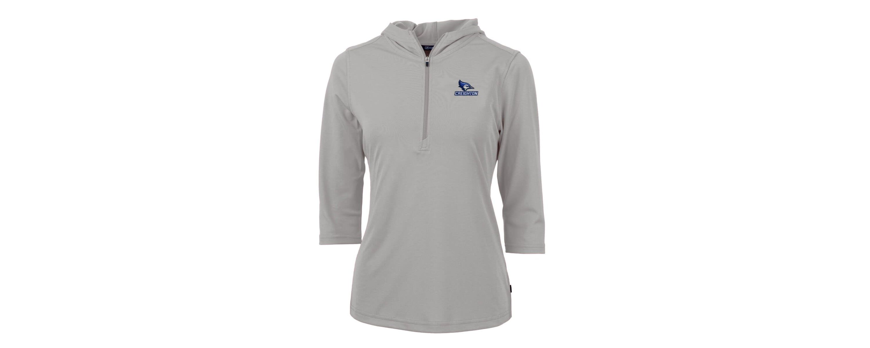 Creighton University Bluejays NCAA Creighton Bluejays Virtue Eco Pique Half-Zip 3/4 Sleeve Pullover Hoodie