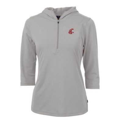 NCAA Washington State Cougars Virtue Eco Pique Half-Zip 3/4 Sleeve Pullover Hoodie