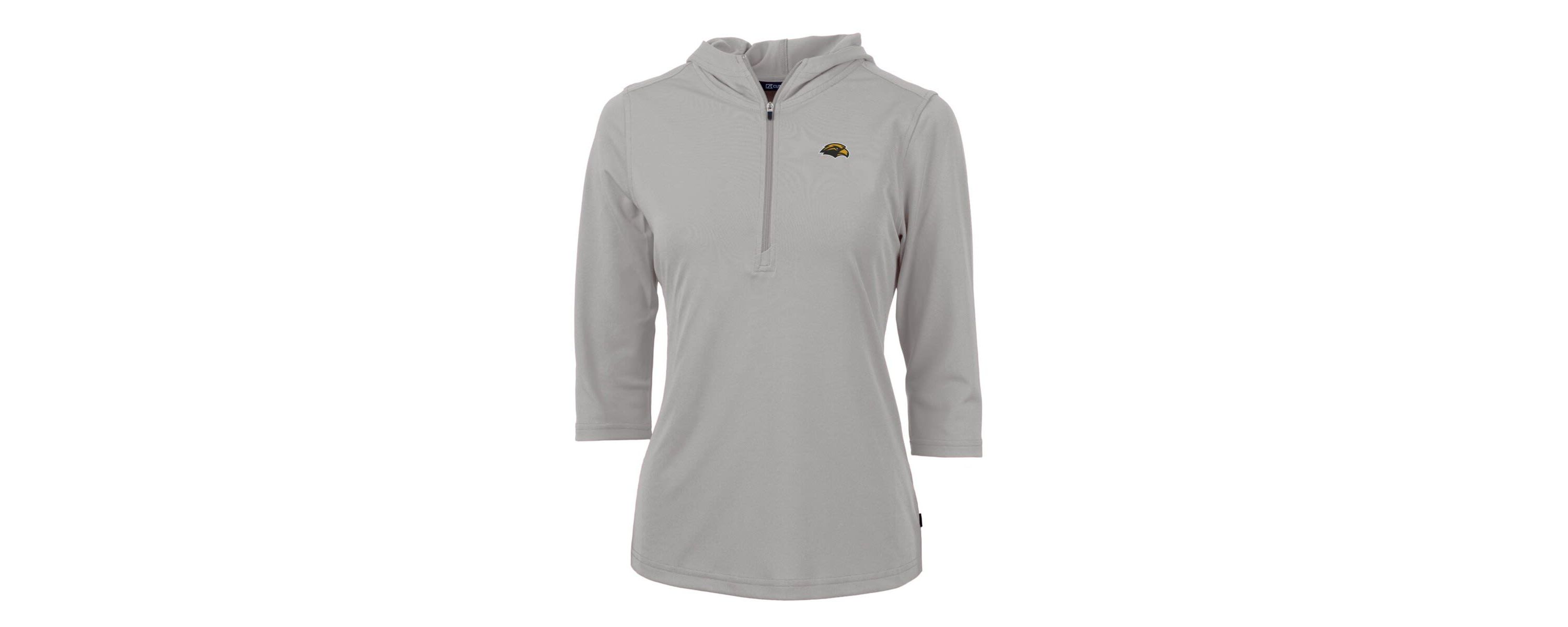 NCAA Southern Miss Golden Eagles Virtue Eco Pique Half-Zip 3/4 Sleeve Pullover Hoodie