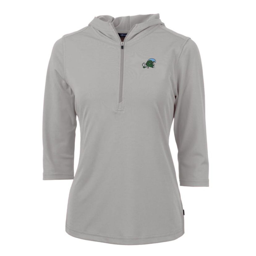 Tulane Green Wave NCAA Tulane Wave Virtue Eco Pique Half-Zip 3/4 Sleeve Pullover Hoodie