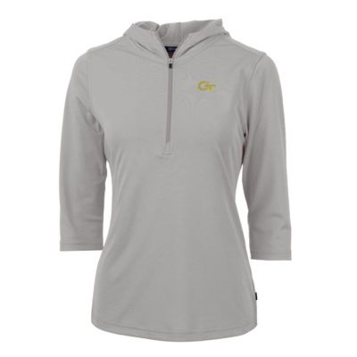 Georgia Tech Yellow Jackets NCAA Virtue Eco Pique Half-Zip 3/4 Sleeve Pullover Hoodie