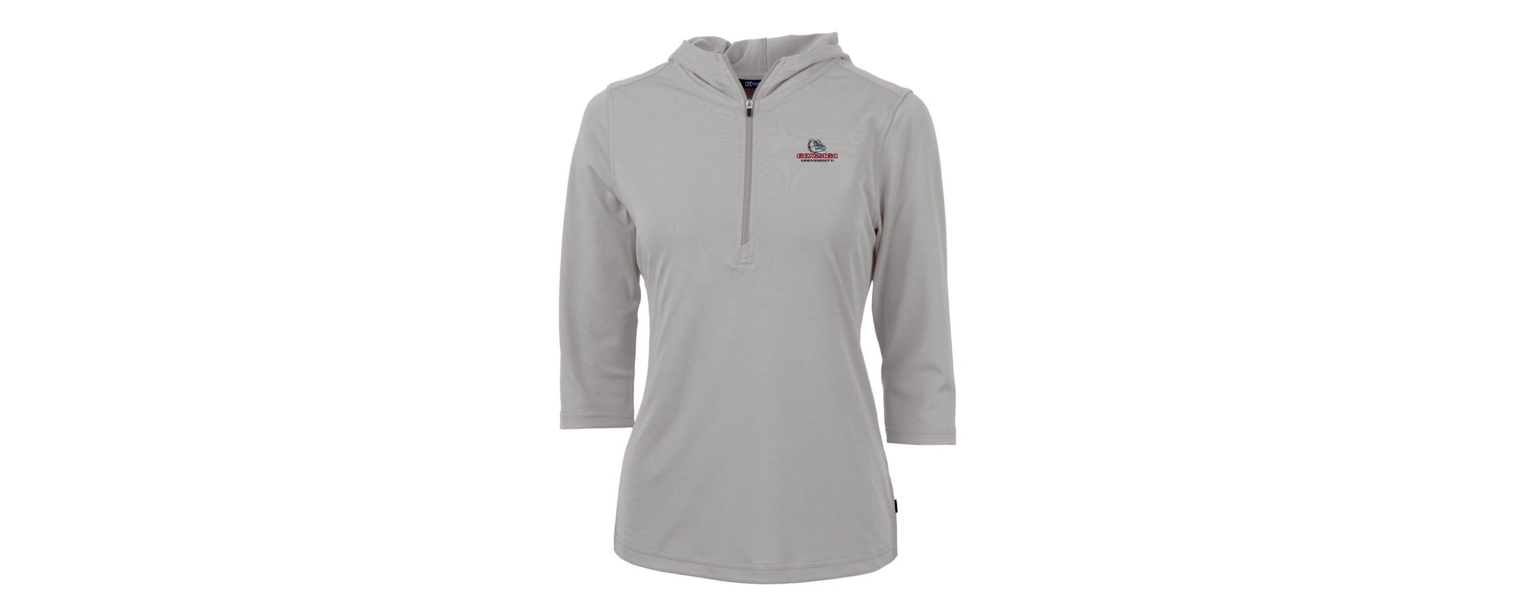 Gonzaga University Bulldogs NCAA Gonzaga Bulldogs Virtue Eco Pique Half-Zip 3/4 Sleeve Pullover Hoodie
