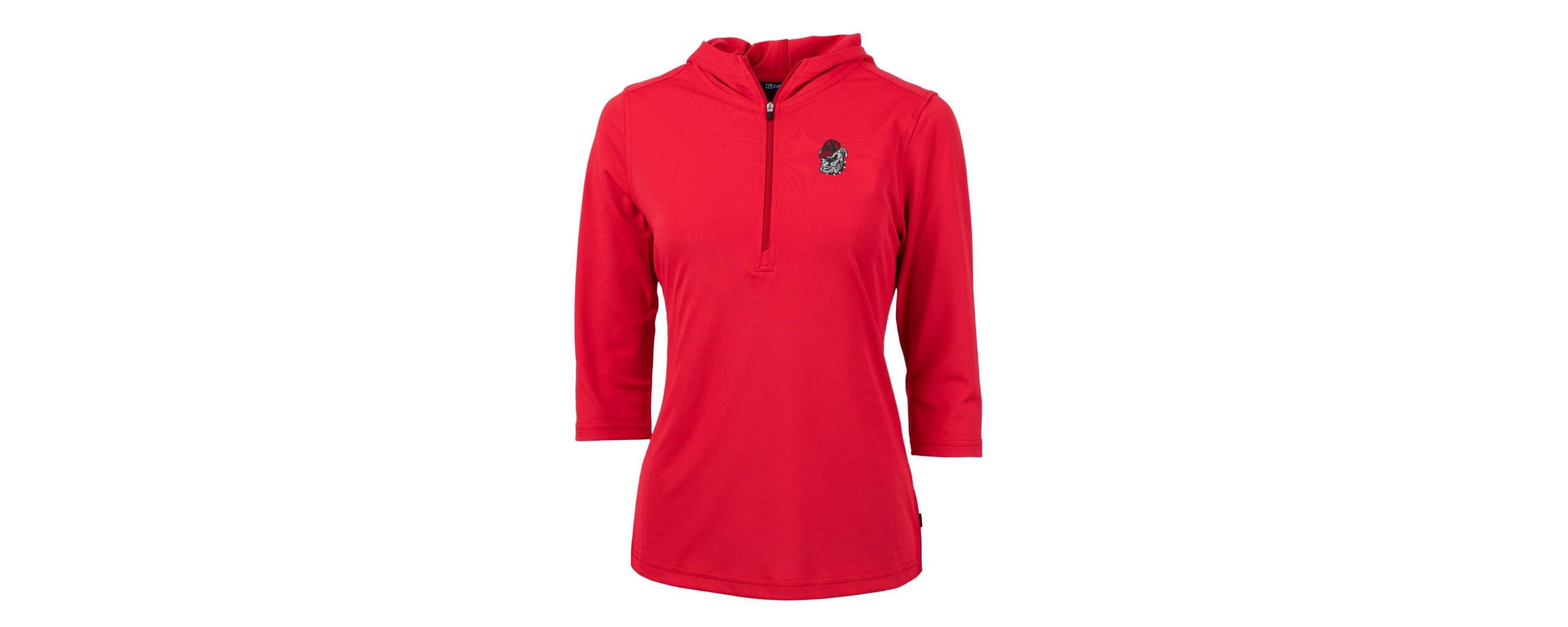 NCAA Georgia Bulldogs Virtue Eco Pique Half-Zip 3/4 Sleeve Pullover Hoodie