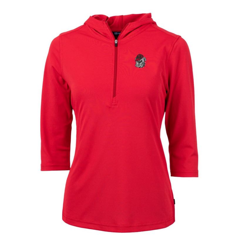 NCAA Georgia Bulldogs Virtue Eco Pique Half-Zip 3/4 Sleeve Pullover Hoodie