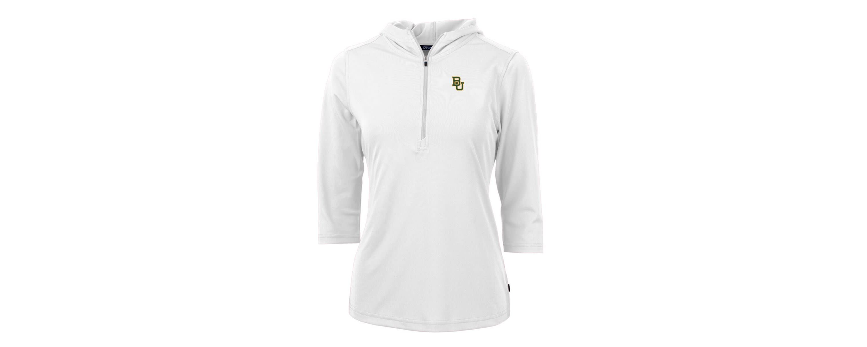 NCAA Baylor Bears Virtue Eco Pique Half-Zip 3/4 Sleeve Pullover Hoodie