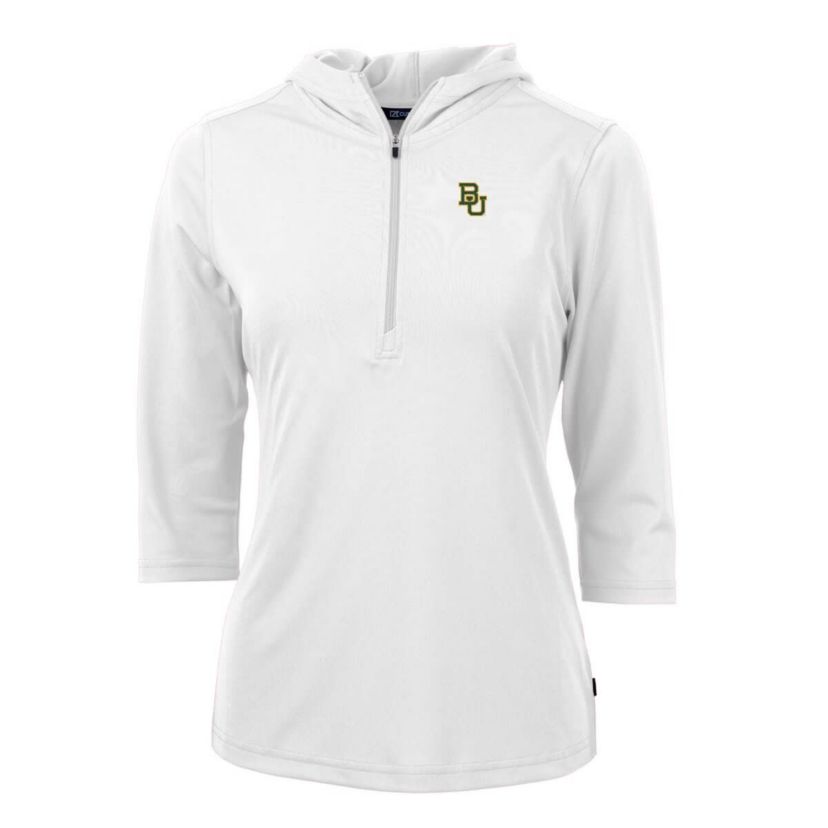 NCAA Baylor Bears Virtue Eco Pique Half-Zip 3/4 Sleeve Pullover Hoodie