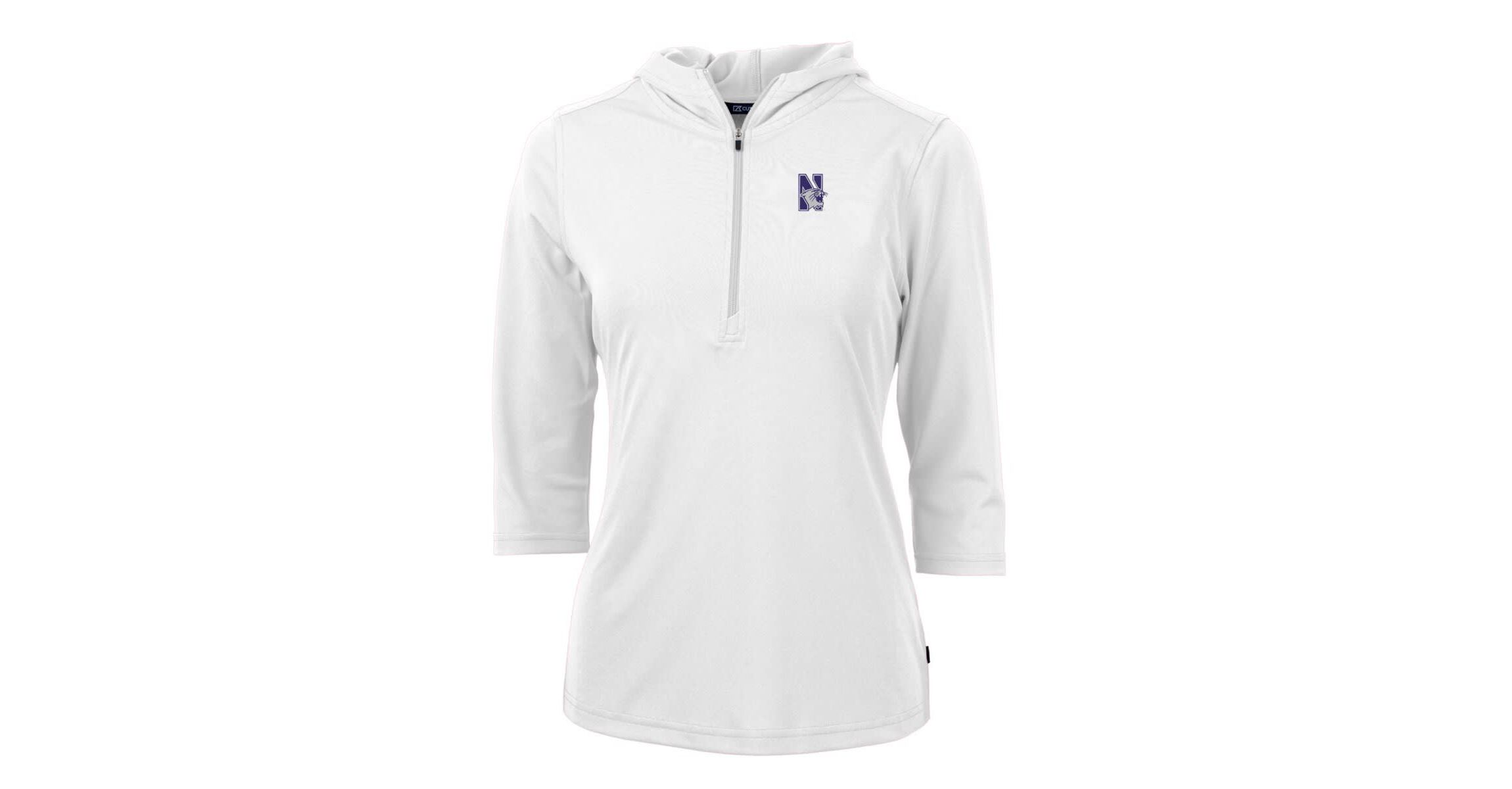 NCAA Northwestern Wildcats Virtue Eco Pique Half-Zip 3/4 Sleeve Pullover Hoodie