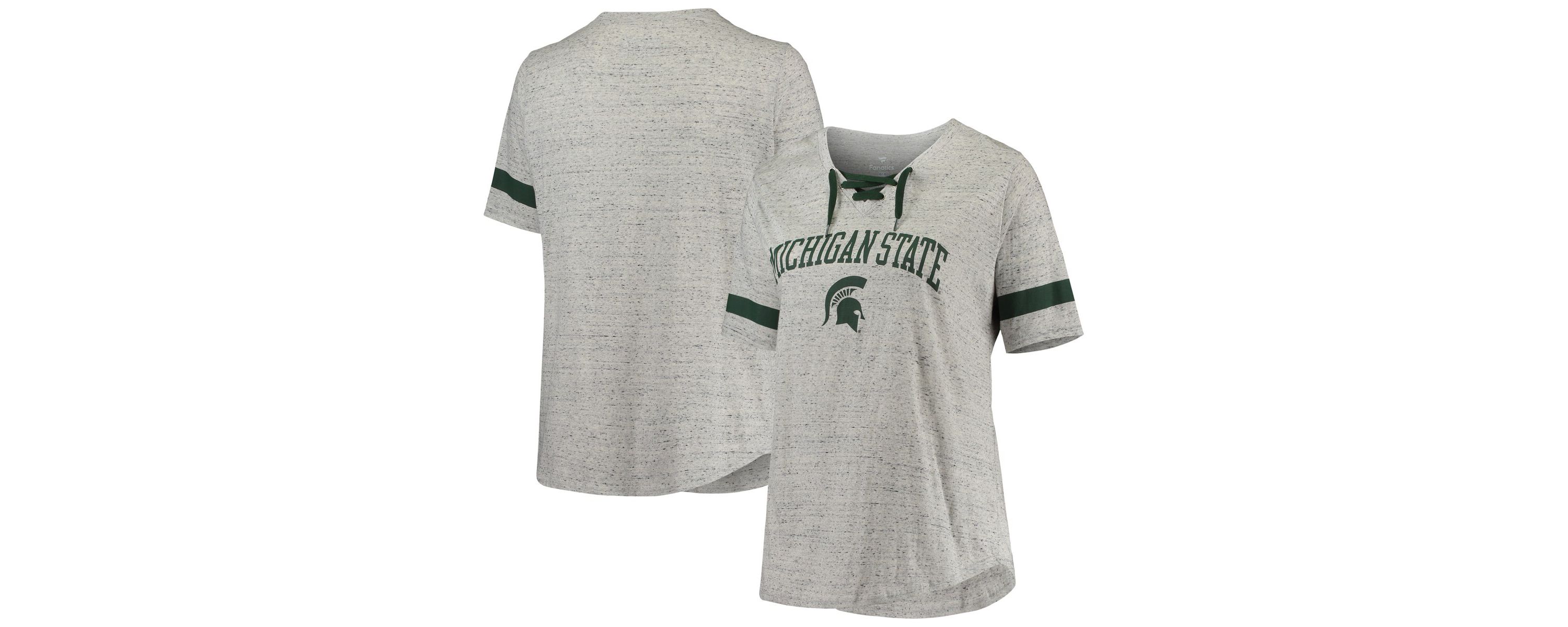 NCAA ed Michigan State Spartans Plus Size Lace-Up V-Neck T-Shirt
