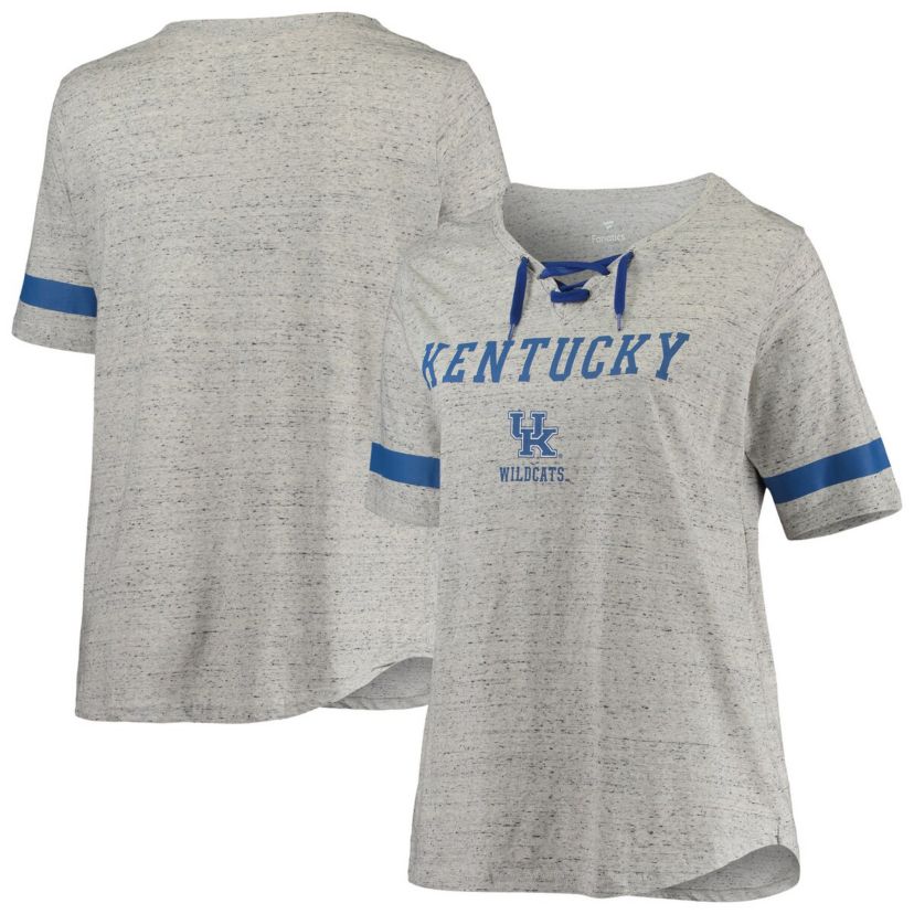 NCAA ed Kentucky Wildcats Plus Size Lace-Up V-Neck T-Shirt