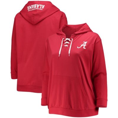 Alabama Crimson Tide NCAA Plus Wordmark V-Neck Lace-Up Pullover Hoodie