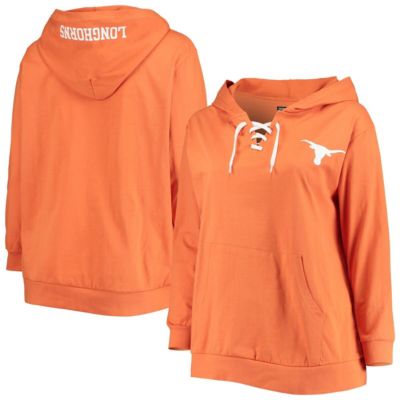 NCAA Texas Longhorns Plus Wordmark V-Neck Lace-Up Pullover Hoodie