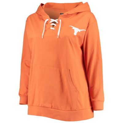 NCAA Texas Longhorns Plus Wordmark V-Neck Lace-Up Pullover Hoodie