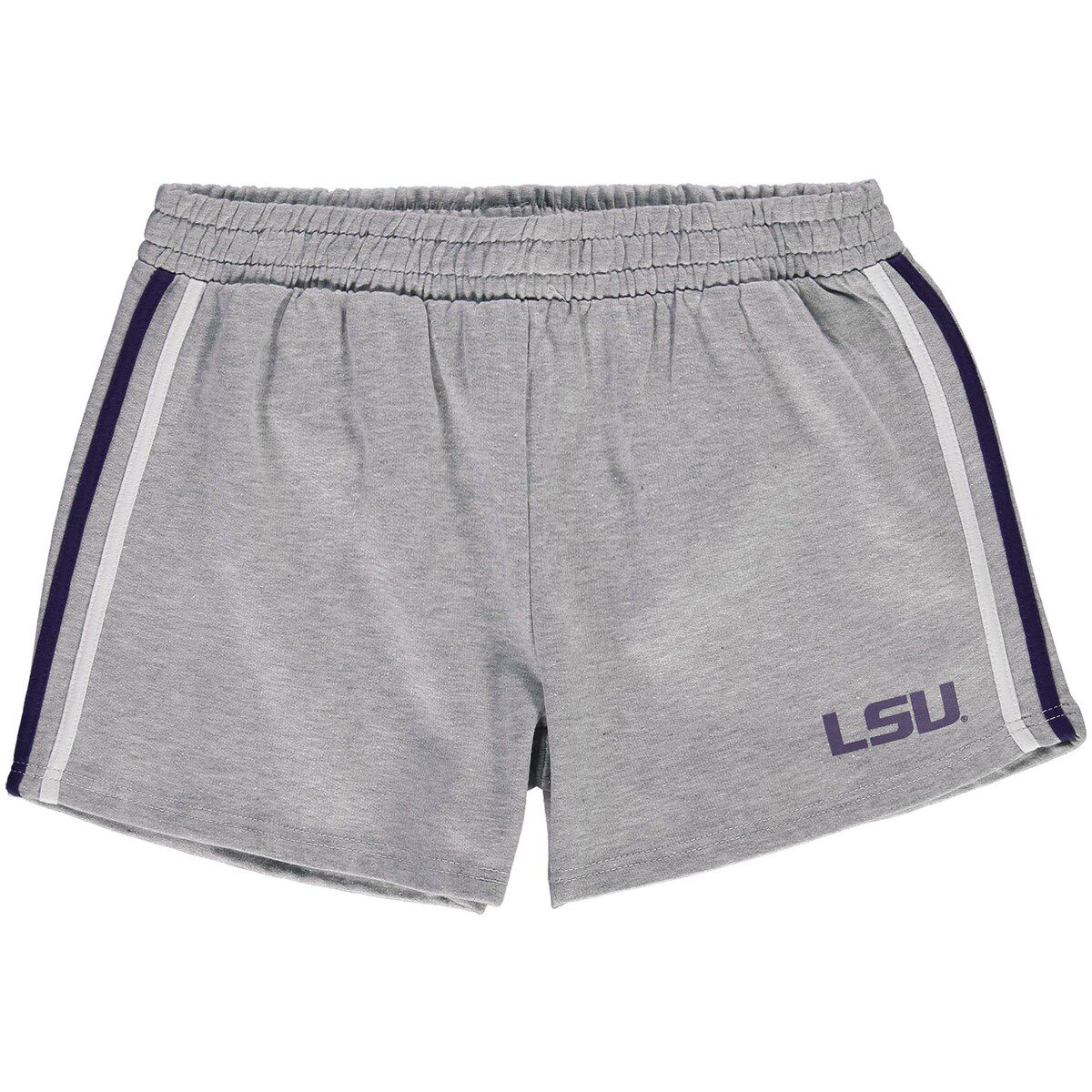 NCAA Heathered LSU Tigers Plus Size 2-Stripes Shorts