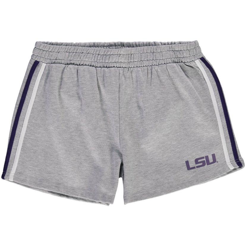 NCAA Heathered LSU Tigers Plus Size 2-Stripes Shorts