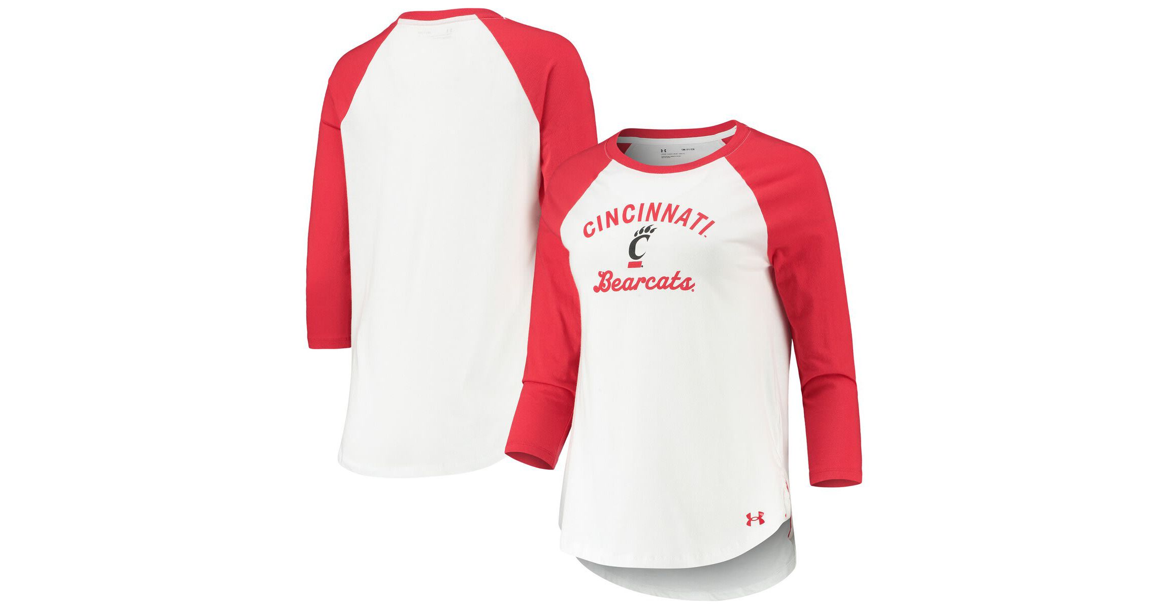 NCAA Under Armour Cincinnati Bearcats Baseball Raglan 3/4 Sleeve T-Shirt