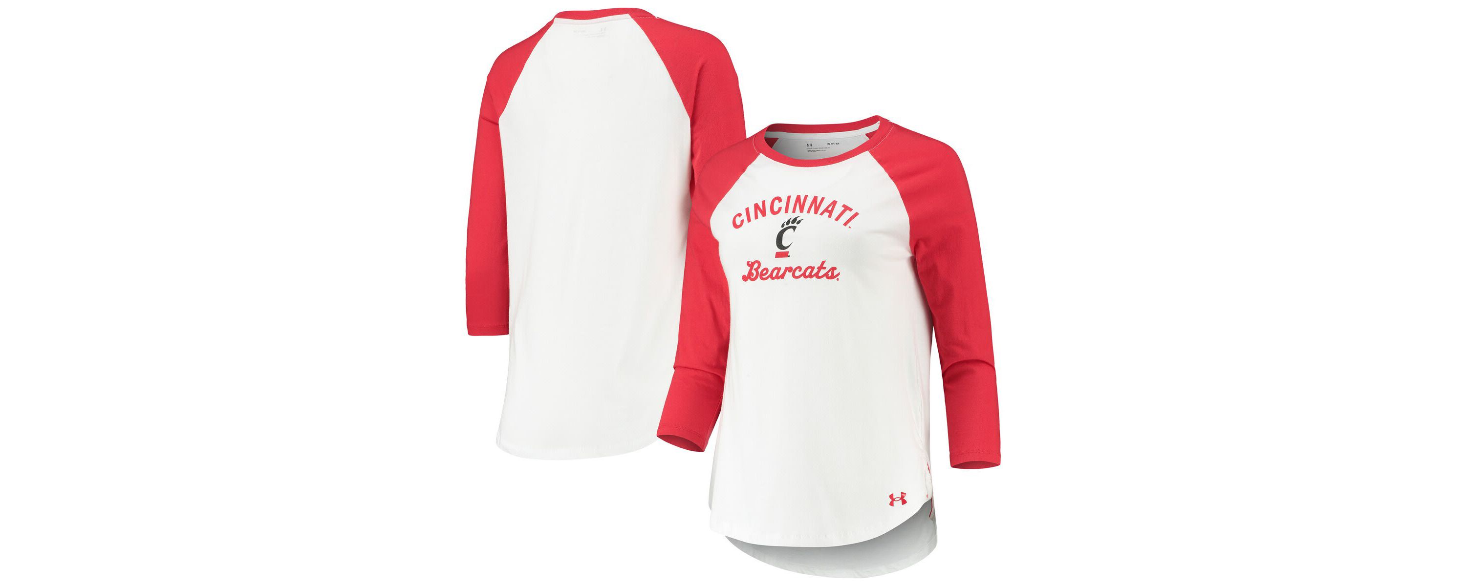 NCAA Under Armour Cincinnati Bearcats Baseball Raglan 3/4 Sleeve T-Shirt