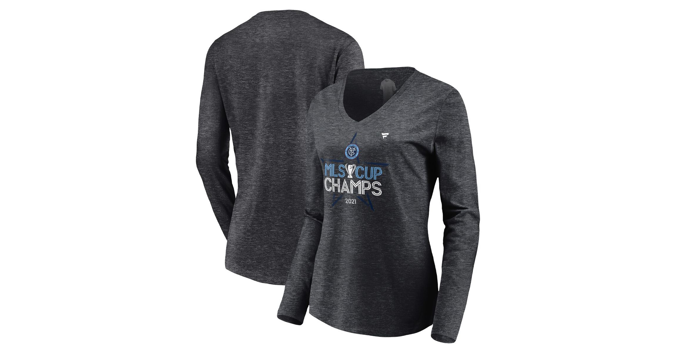 MLS Fanatics ed New York City FC 2021 MLS Cup s Locker Room Long Sleeve V-Neck T-Shirt