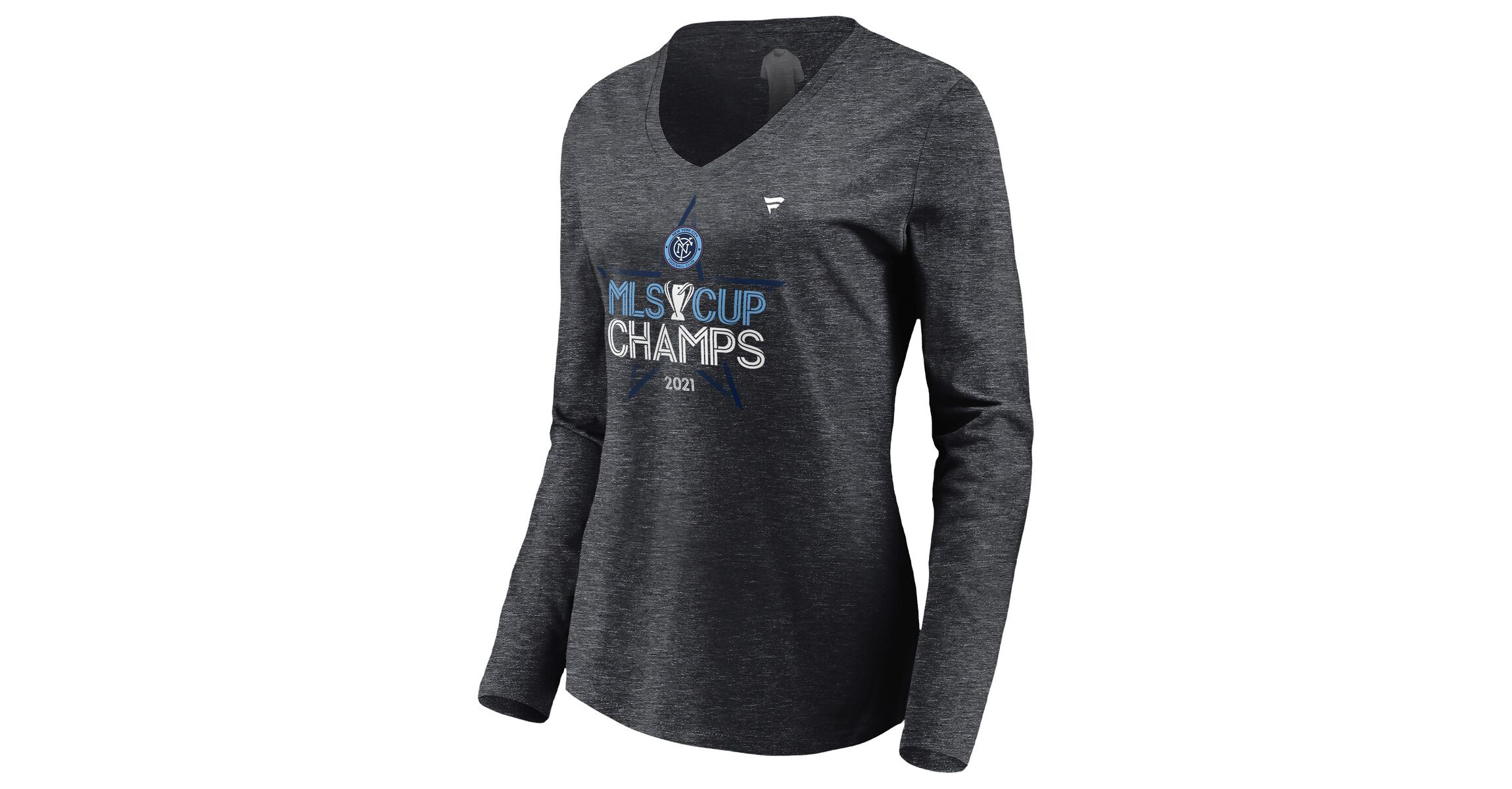 MLS Fanatics ed New York City FC 2021 MLS Cup s Locker Room Long Sleeve V-Neck T-Shirt