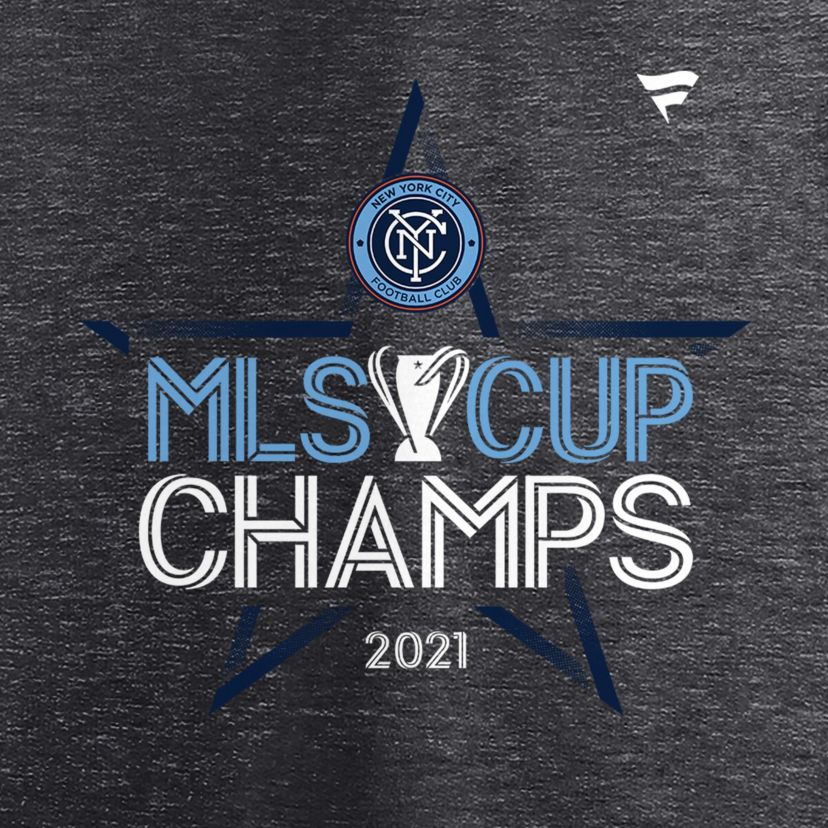 MLS Fanatics ed New York City FC 2021 MLS Cup s Locker Room Long Sleeve V-Neck T-Shirt