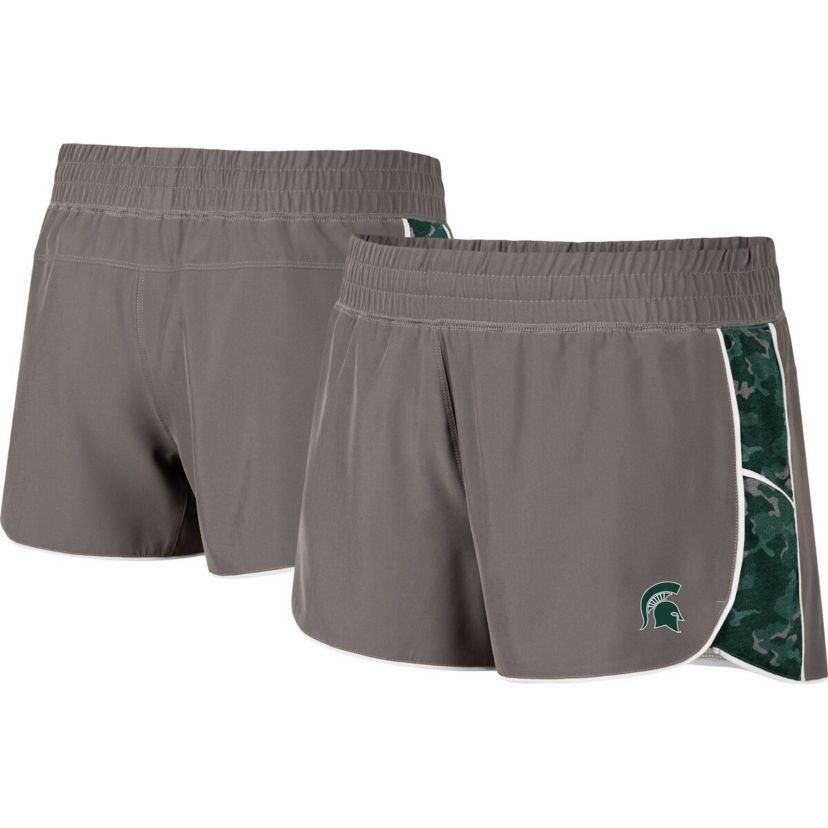 NCAA Gray/Green Michigan State Spartans Pamela Lined Shorts