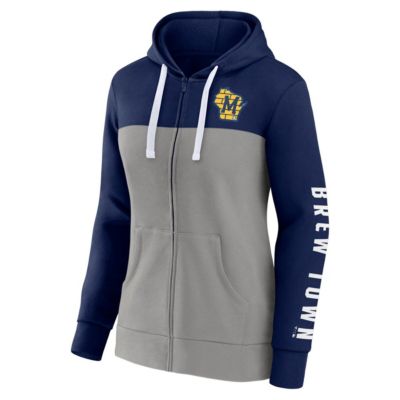 MLB Fanatics Milwaukee Brewers Take The Field Colorblocked Hoodie Full-Zip Jacket