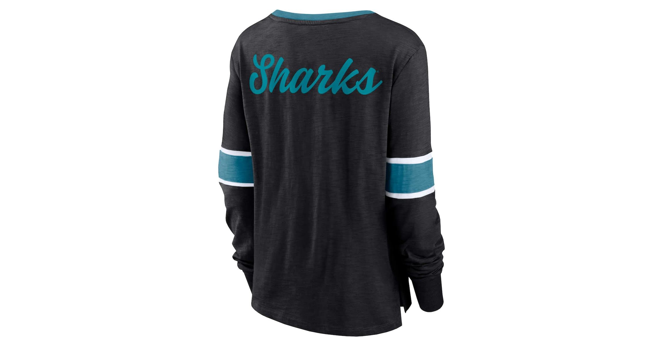 NHL Fanatics San Jose Sharks Effervescent Exclusive Notch Neck Lace-Up Long Sleeve Slub T-Shirt