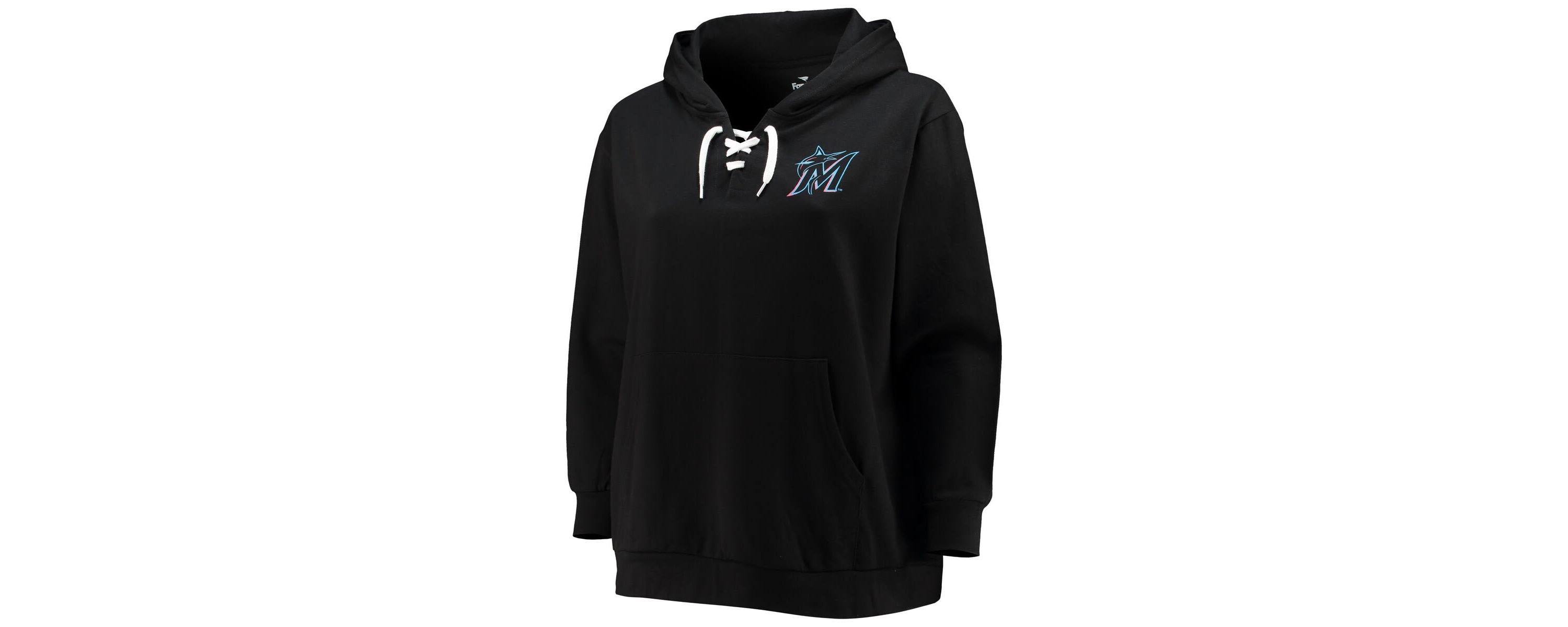 MLB Miami Marlins Plus Size Lace-Up V-Neck Pullover Hoodie