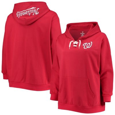 MLB Washington Nationals Plus Lace-Up V-Neck Pullover Hoodie