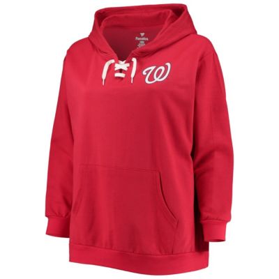 MLB Washington Nationals Plus Lace-Up V-Neck Pullover Hoodie