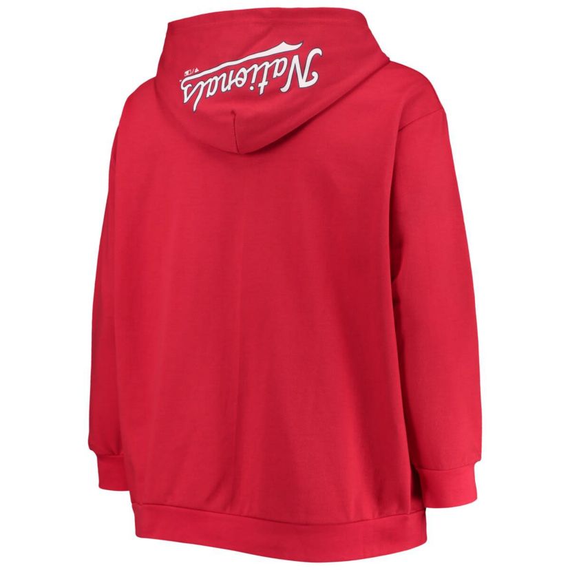 MLB Washington Nationals Plus Size Lace-Up V-Neck Pullover Hoodie