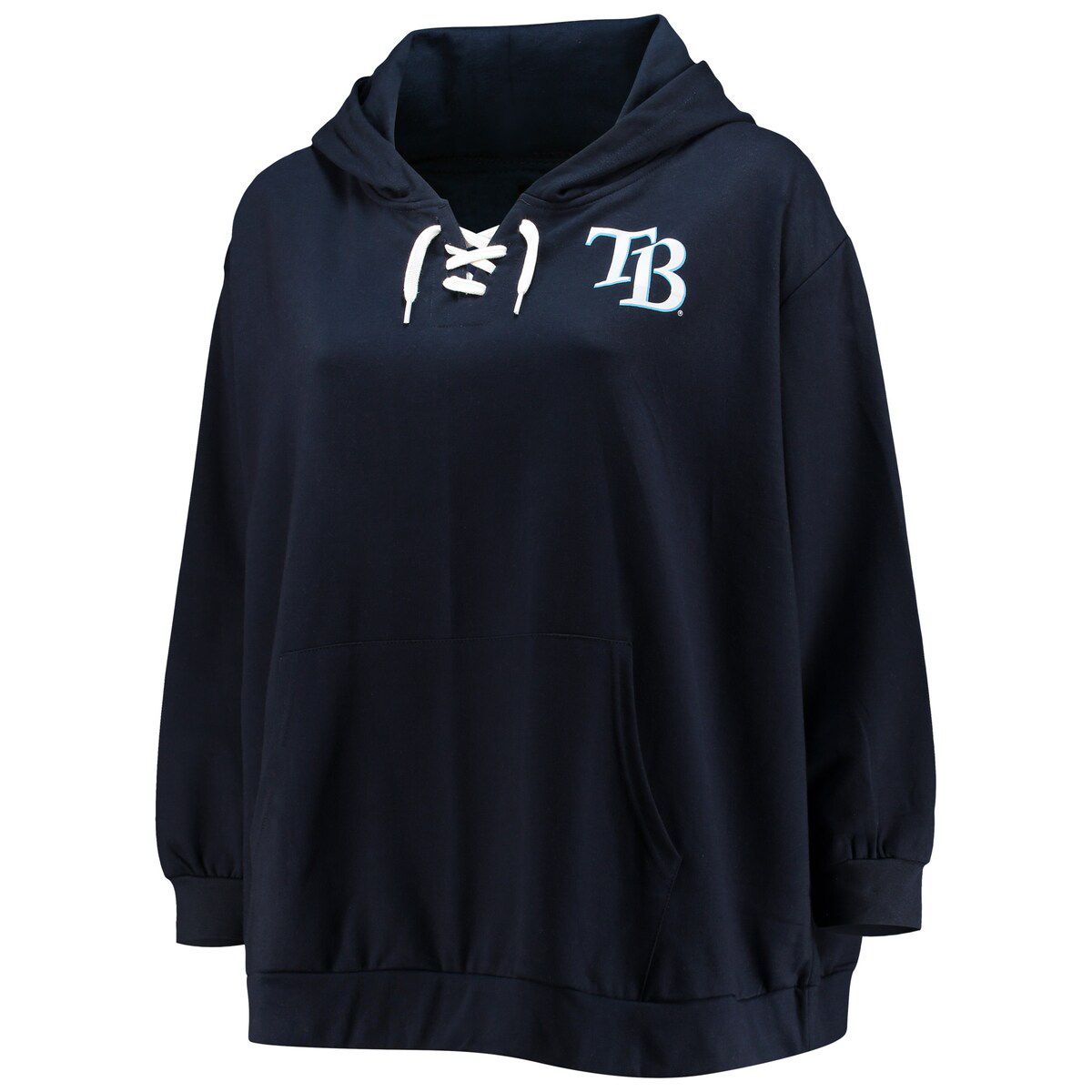 MLB Tampa Bay Rays Plus Size Lace-Up V-Neck Pullover Hoodie