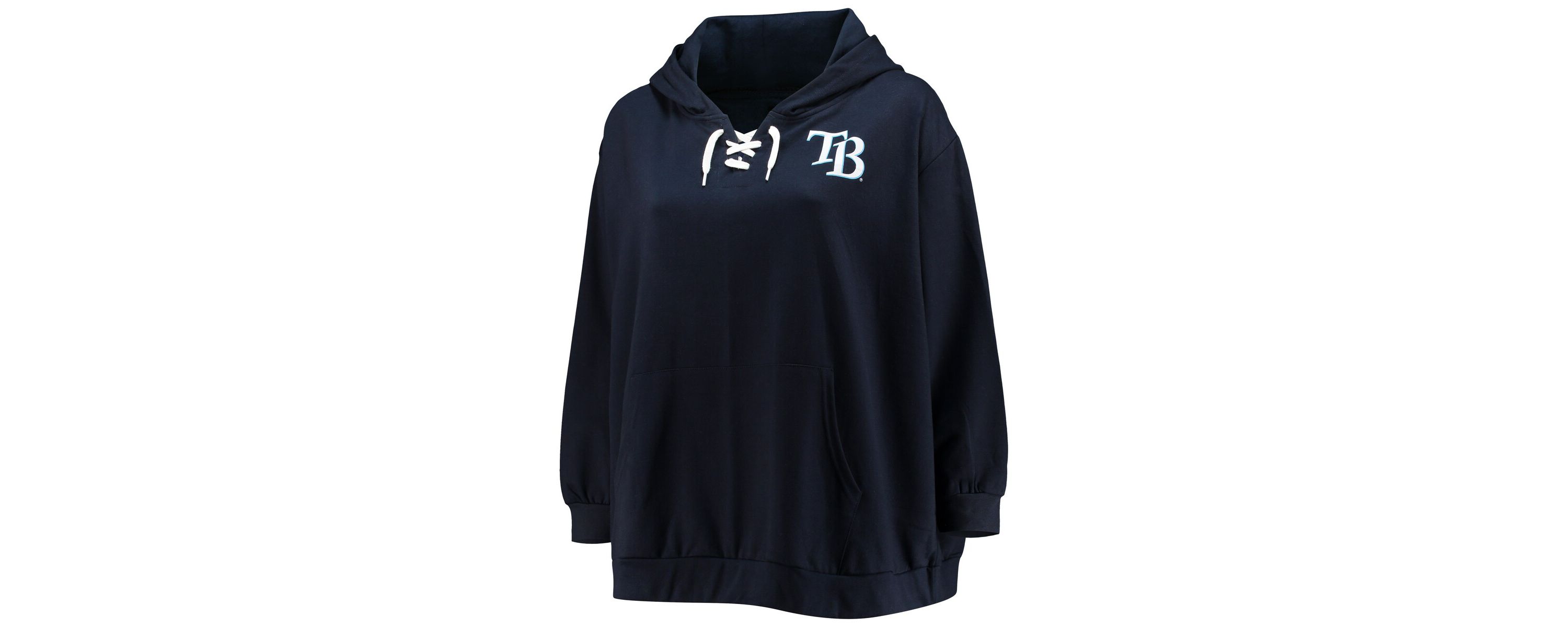 MLB Tampa Bay Rays Plus Size Lace-Up V-Neck Pullover Hoodie