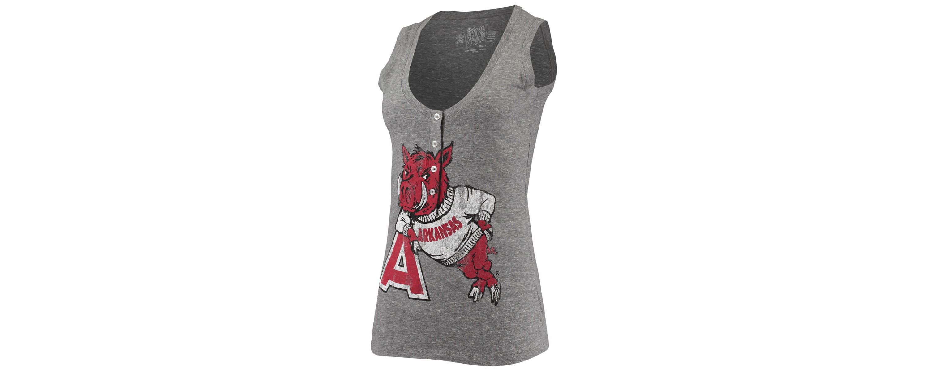 NCAA ed Arkansas Razorbacks Relaxed Henley Tri-Blend V-Neck Logo Tank Top