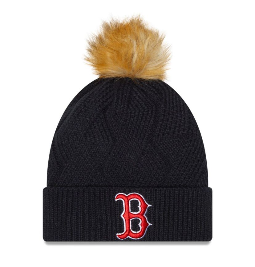 Boston Red Sox MLB Boston Sox Snowy Cuffed Knit Hat with Pom