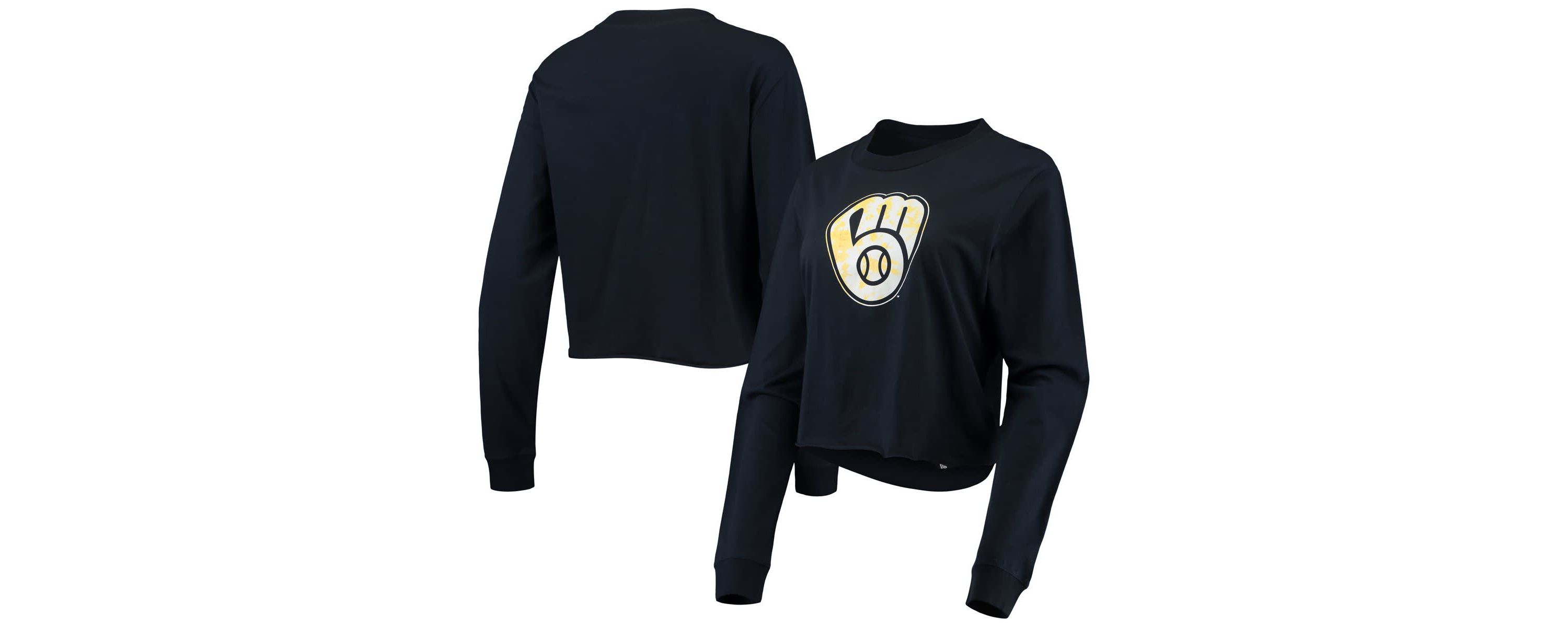 MLB Milwaukee Brewers Baby Jersey Cropped Long Sleeve T-Shirt