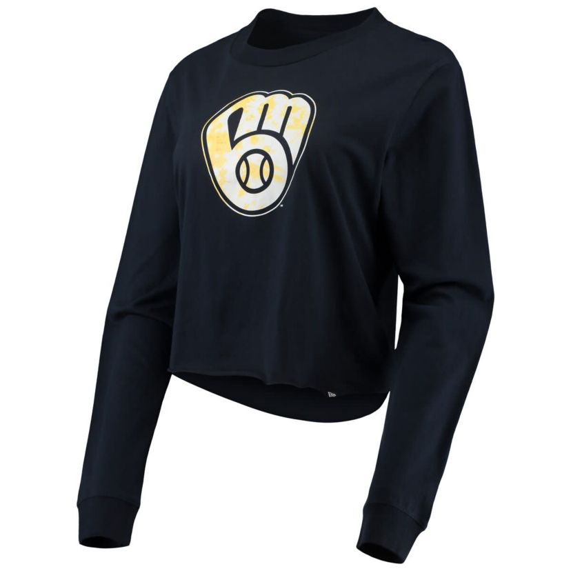 MLB Milwaukee Brewers Baby Jersey Cropped Long Sleeve T-Shirt