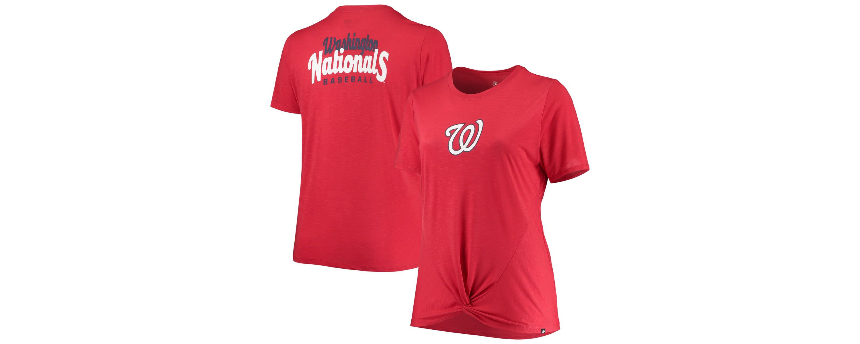 MLB Washington Nationals Plus Size 2-Hit Front Knot T-Shirt