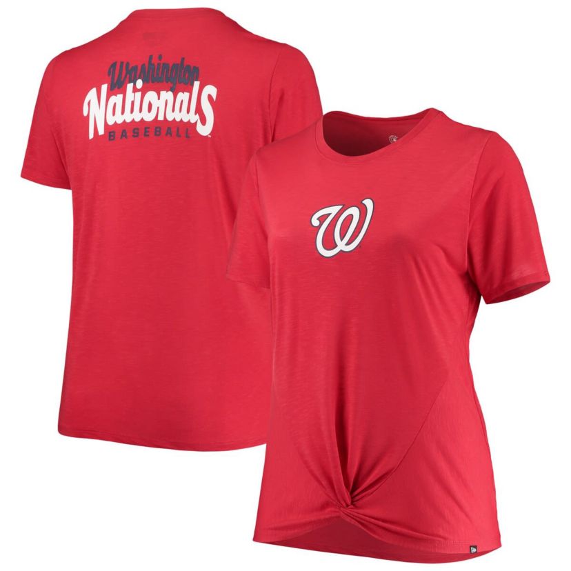 MLB Washington Nationals Plus Size 2-Hit Front Knot T-Shirt