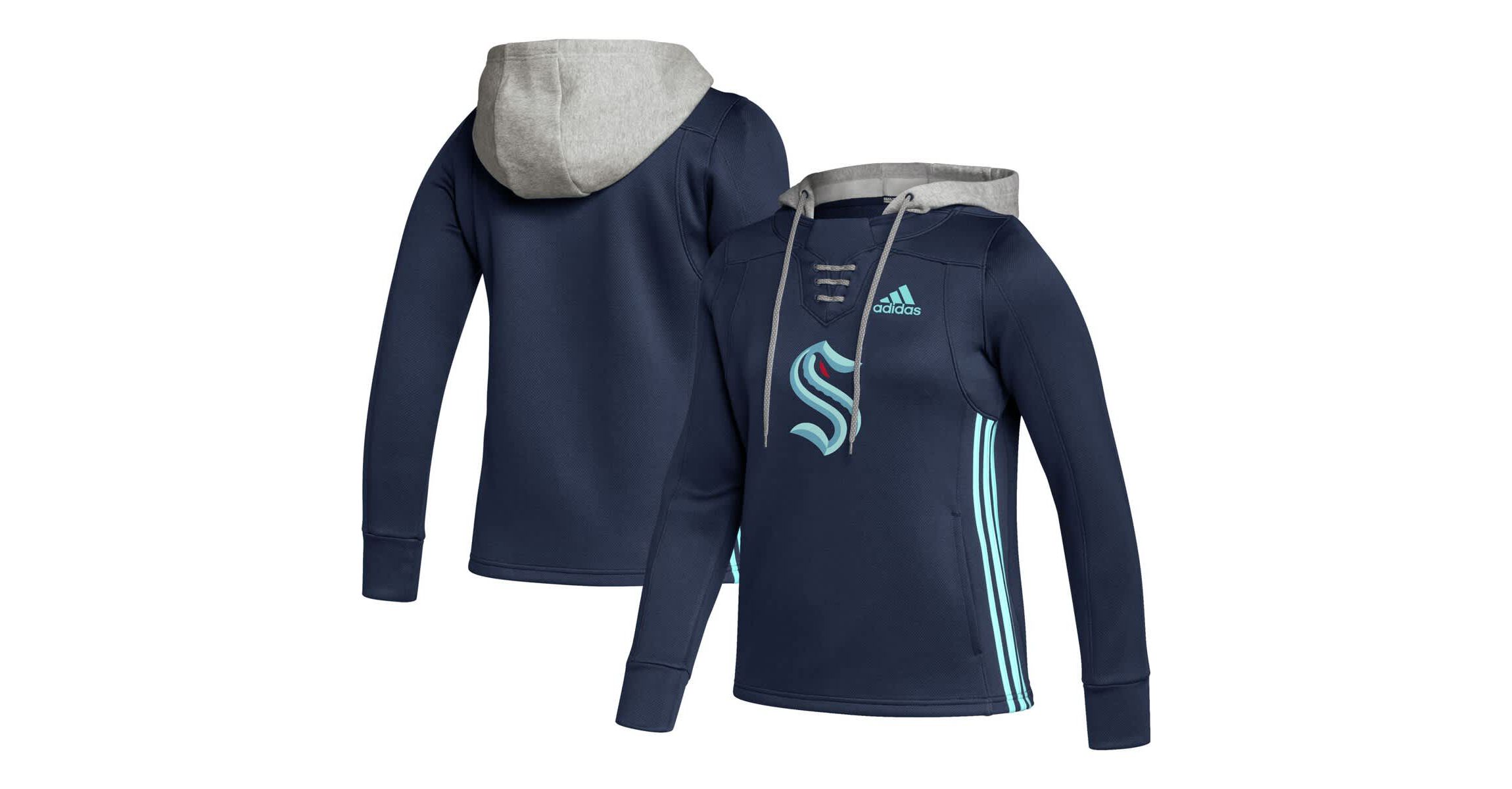 NHL Deep Sea Seattle Kraken Skate Lace Primeblue Team Pullover Hoodie