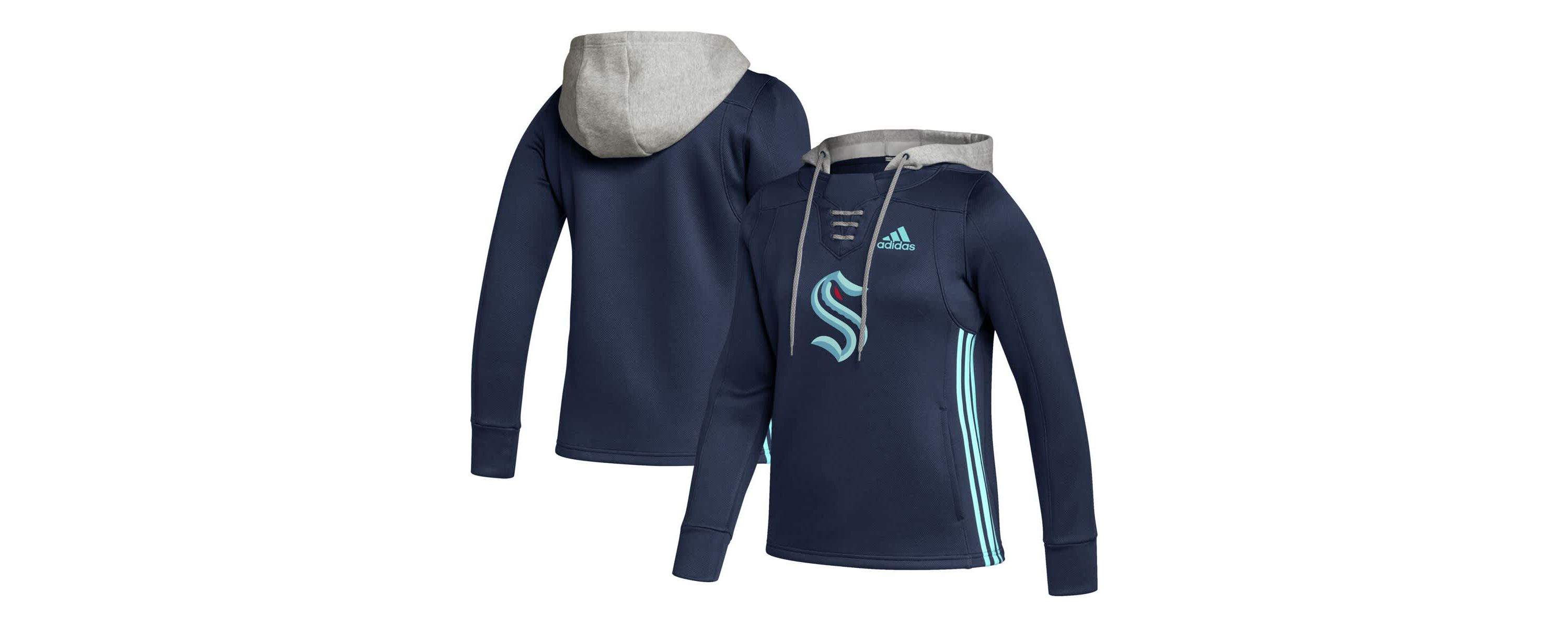 NHL Deep Sea Seattle Kraken Skate Lace Primeblue Team Pullover Hoodie