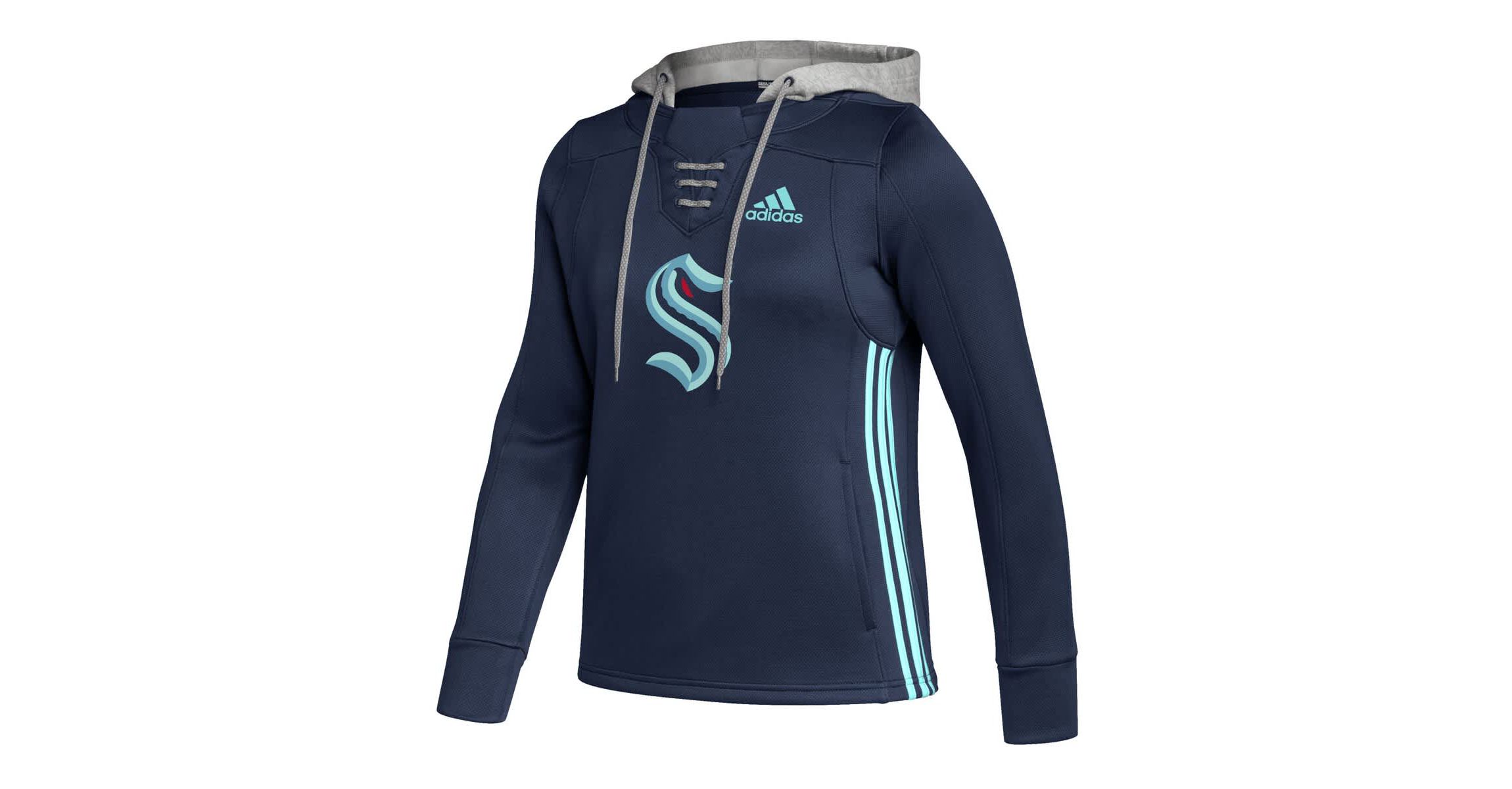NHL Deep Sea Seattle Kraken Skate Lace Primeblue Team Pullover Hoodie