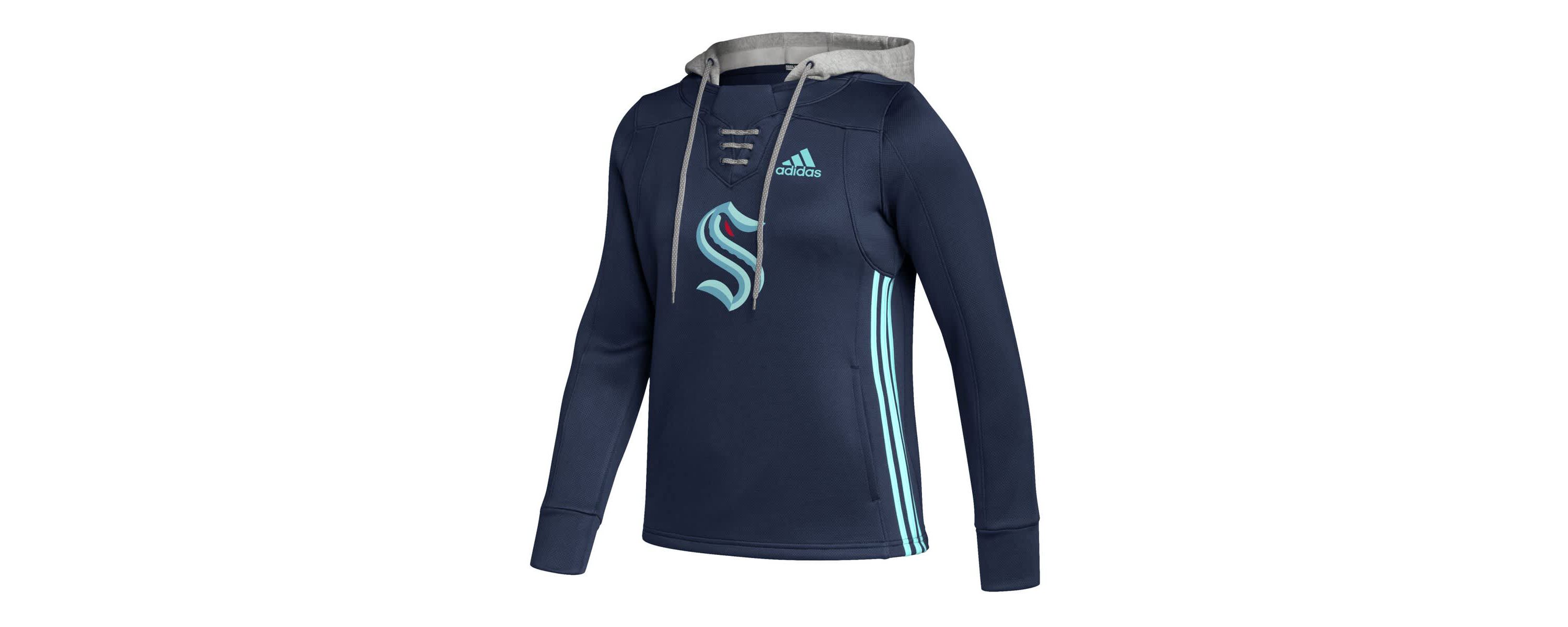 NHL Deep Sea Seattle Kraken Skate Lace Primeblue Team Pullover Hoodie